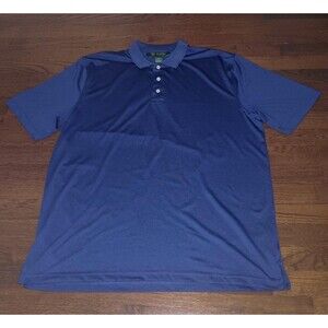 Brooks Brothers Polo Shirt Mens XL St. Andrews Links Golf Course Stretch Blue